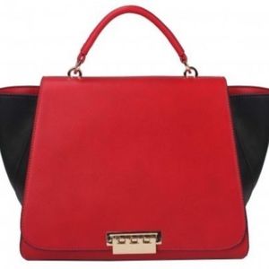 Republic Two Tone Winged Satchel Red & Black Gold